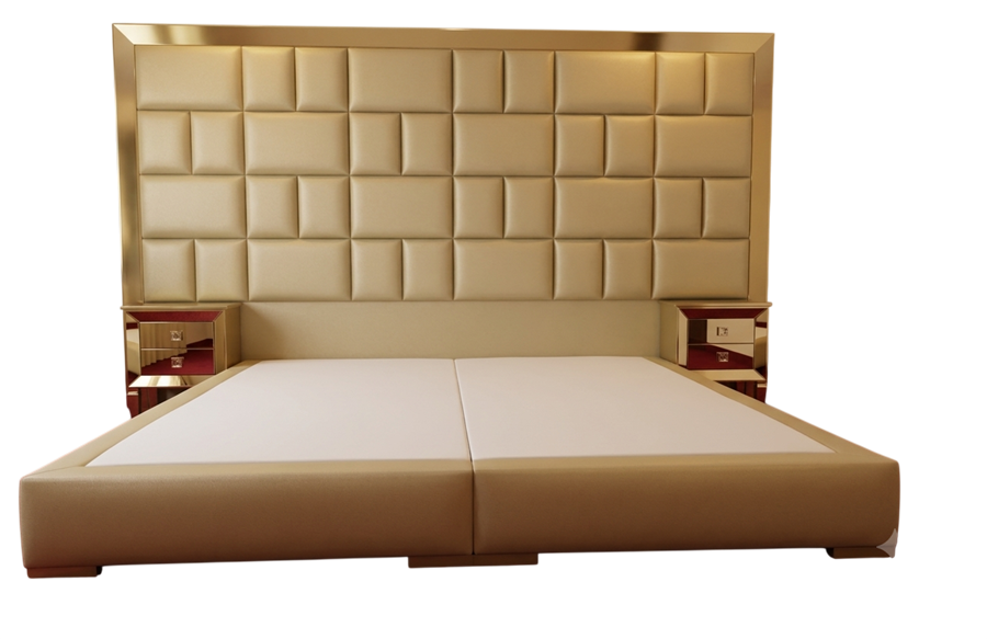 Teak panel headboard bed made to order at Erum Furniture, Nagavara